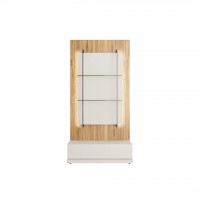 Manhattan Comfort 400651 Beaumont Floating Wall Decor Shelves with LED Lights in Off White and Cinnamon Light Brown